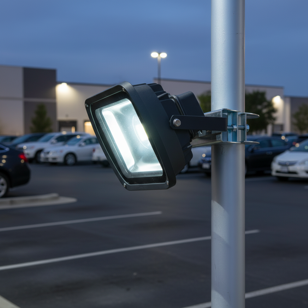 Heavy Duty Adjustable Pole Mounted Bracket for 100-114 mm Diameter with Secure Clamp for Floodlights and Equipment Installations