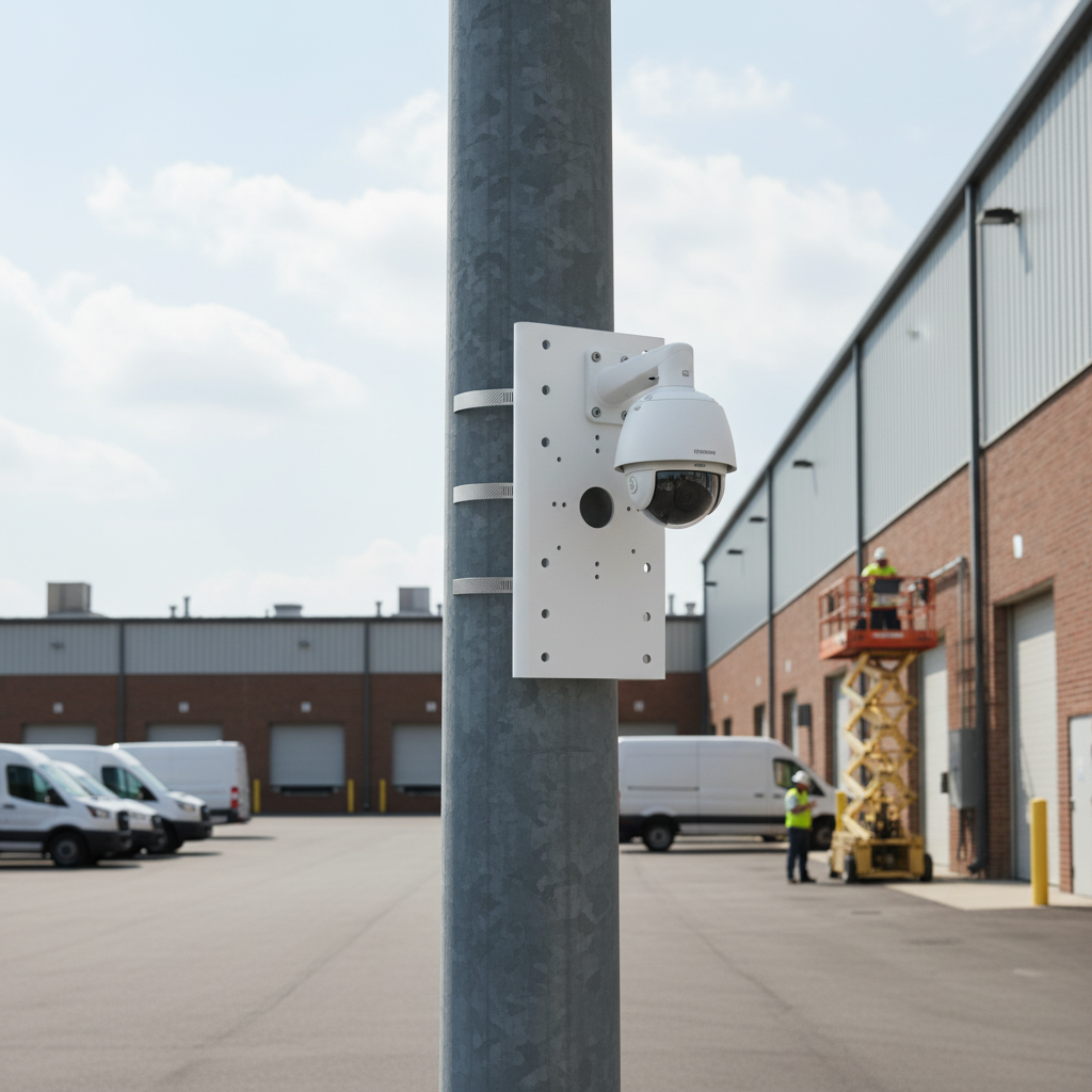 Heavy Duty Aluminium Pole Mount Bracket for Cameras and Security Lights - Supports Up to 10kg