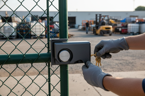Heavy Duty Puck Lock Box for Shipping Containers with Tamper-Resistant Design and Bolt-On Installation