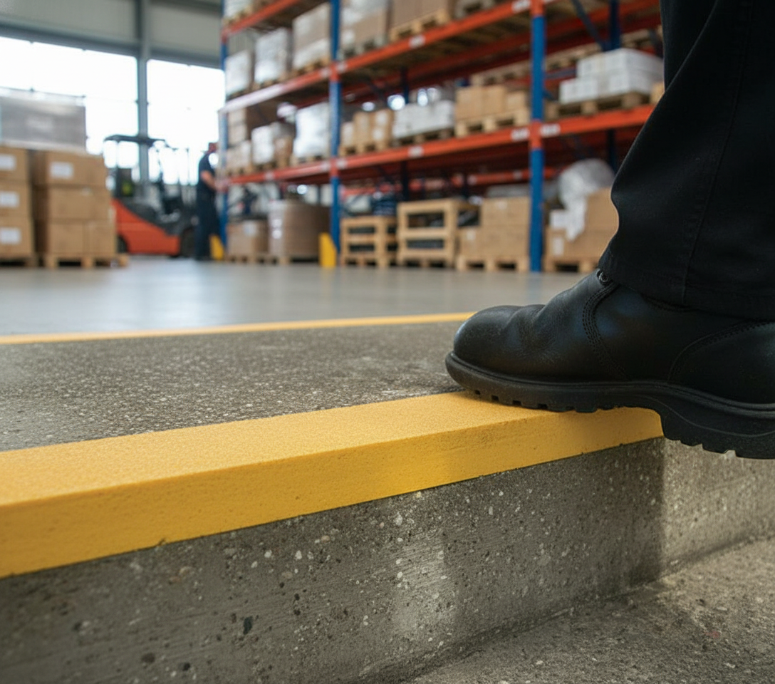Premium Anti-Slip Stair Nosing - High-Visibility Traction Tape for Safety in Industrial Environments