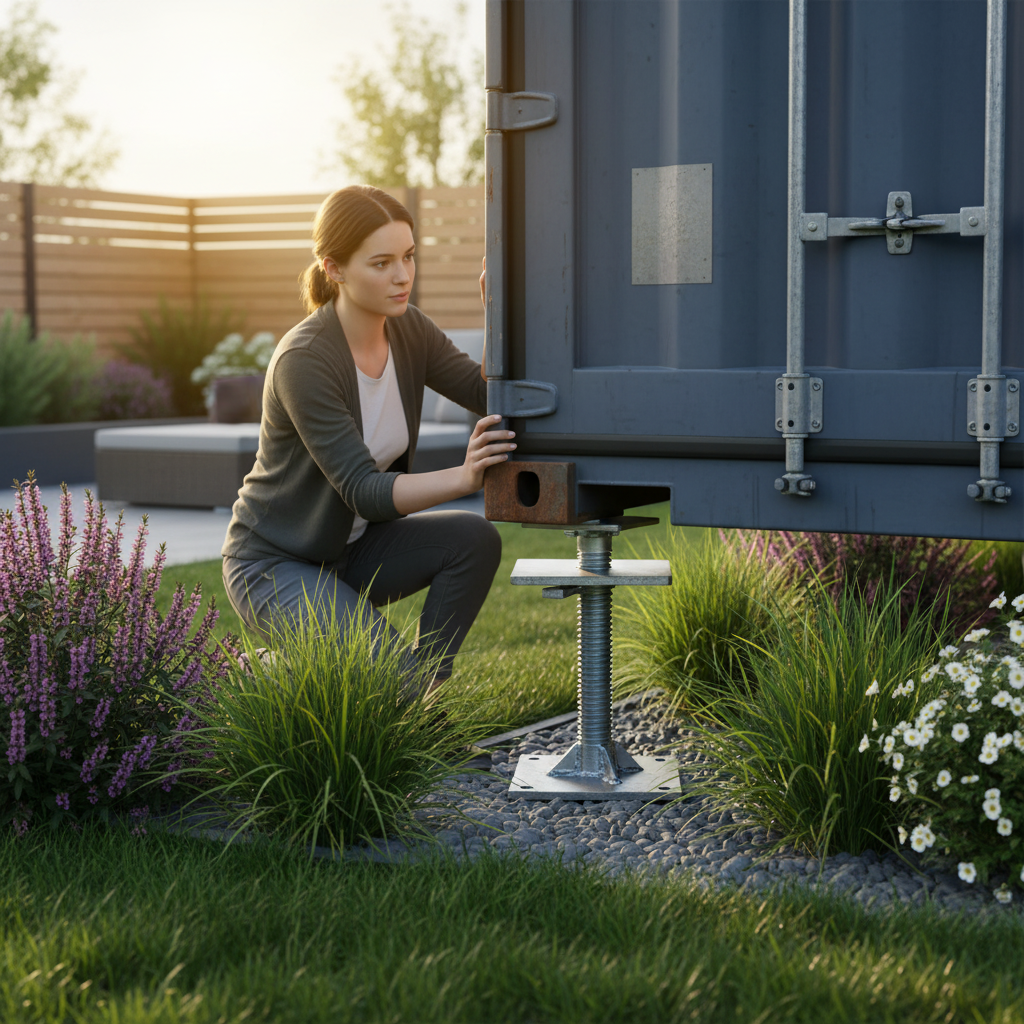 Premium Adjustable Levelling Pad for Shipping Containers - 150 kN Load Capacity, Hot-Dip Galvanised Finish, and Height Adjustment