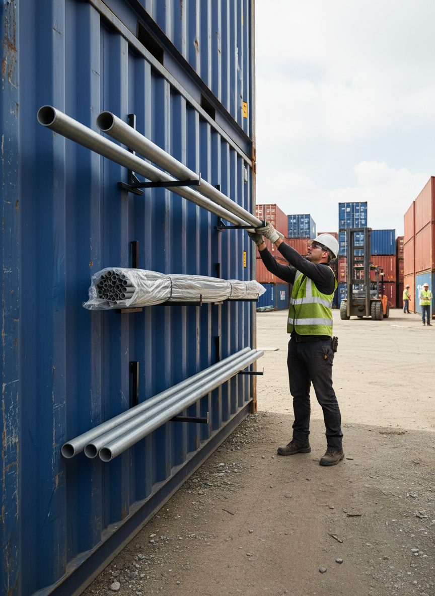 Premium Heavy Duty 1 Tier Pipe Racking Bracket for Shipping Containers - Easy Installation and High Load Capacity
