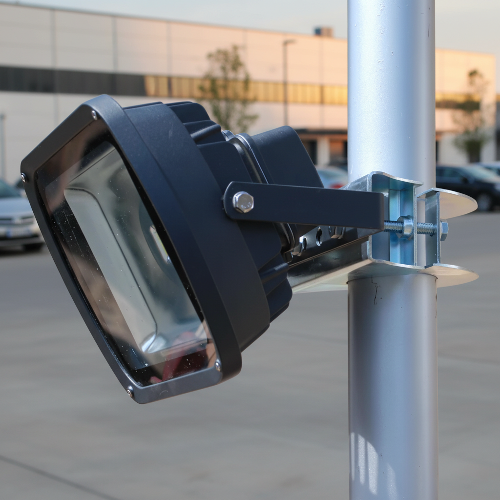Premium Adjustable Pole Mounted Bracket for 70-90mm Tubular Structures, Ideal for Floodlights and Equipment Installation