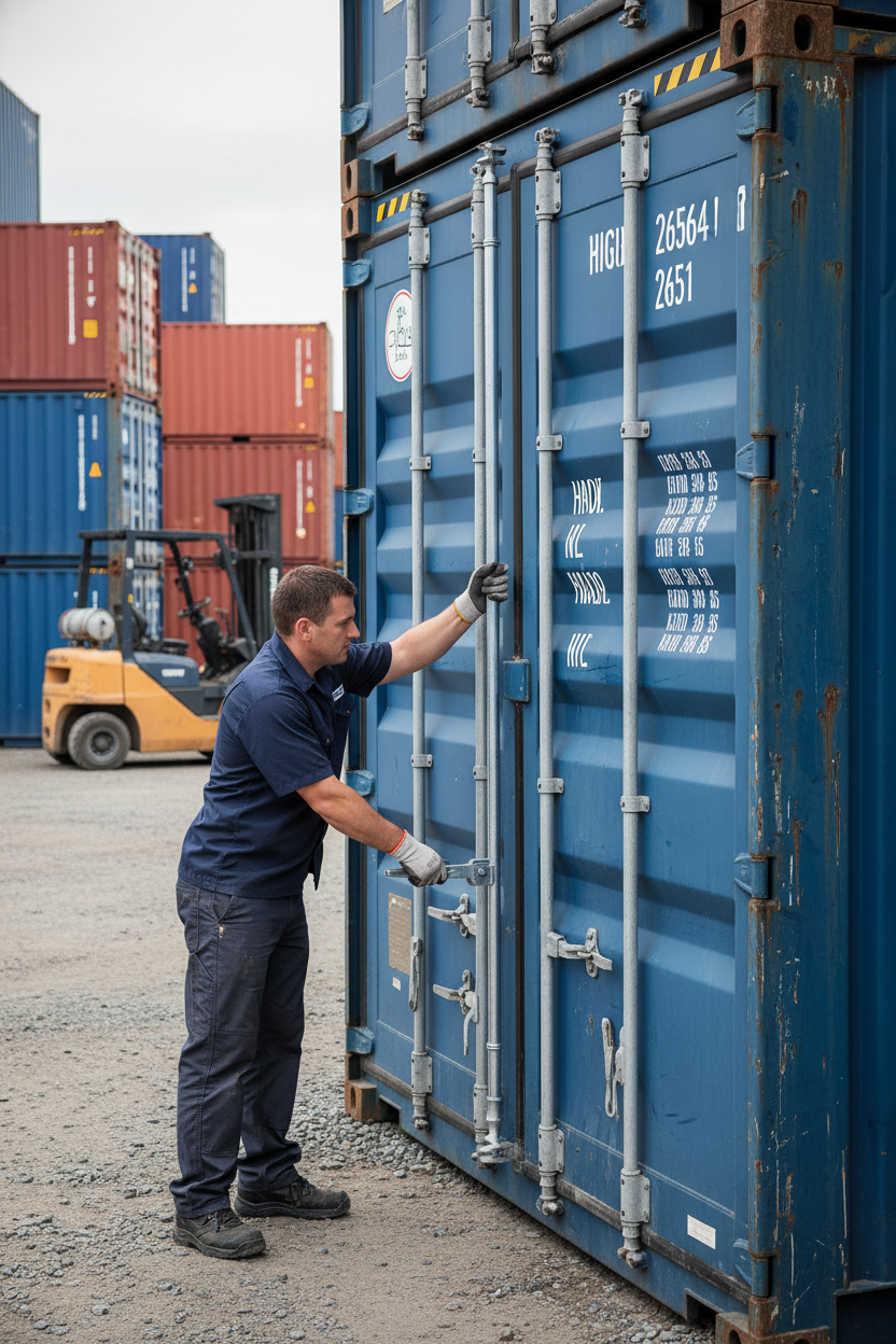 Premium 9ft High Cube Shipping Container Replacement Door Locking Bar with Pre-Assembled Handle and Heavy-Duty Galvanized Steel Construction