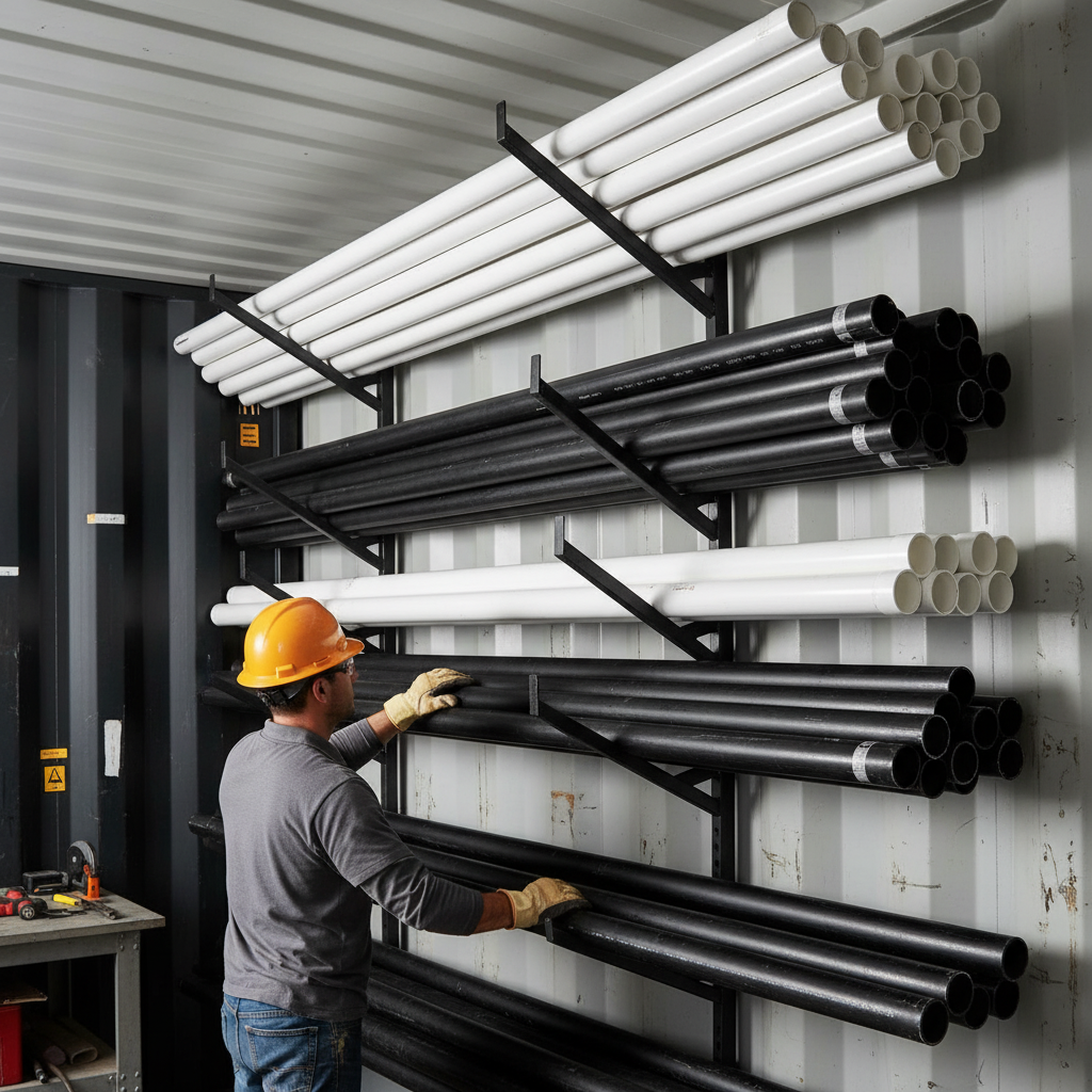 Professional 4 Tier Pipe Racking Bracket for Shipping Containers - Heavy Duty Support Arms, Easy Assembly, Maximum Storage Capacity