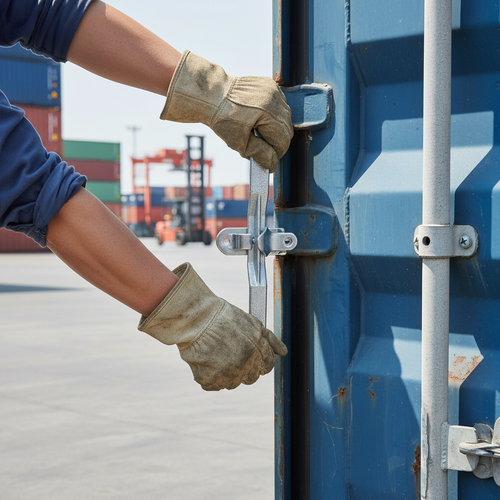 Heavy Duty Shipping Container Door Handle Set - Corrosion-Resistant Galvanised Steel for Easy Installation and Secure Operation