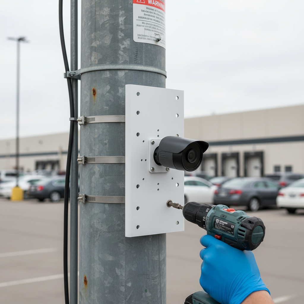 Heavy Duty Aluminium Pole Mount Bracket for Cameras and Security Lights - Supports Up to 10kg