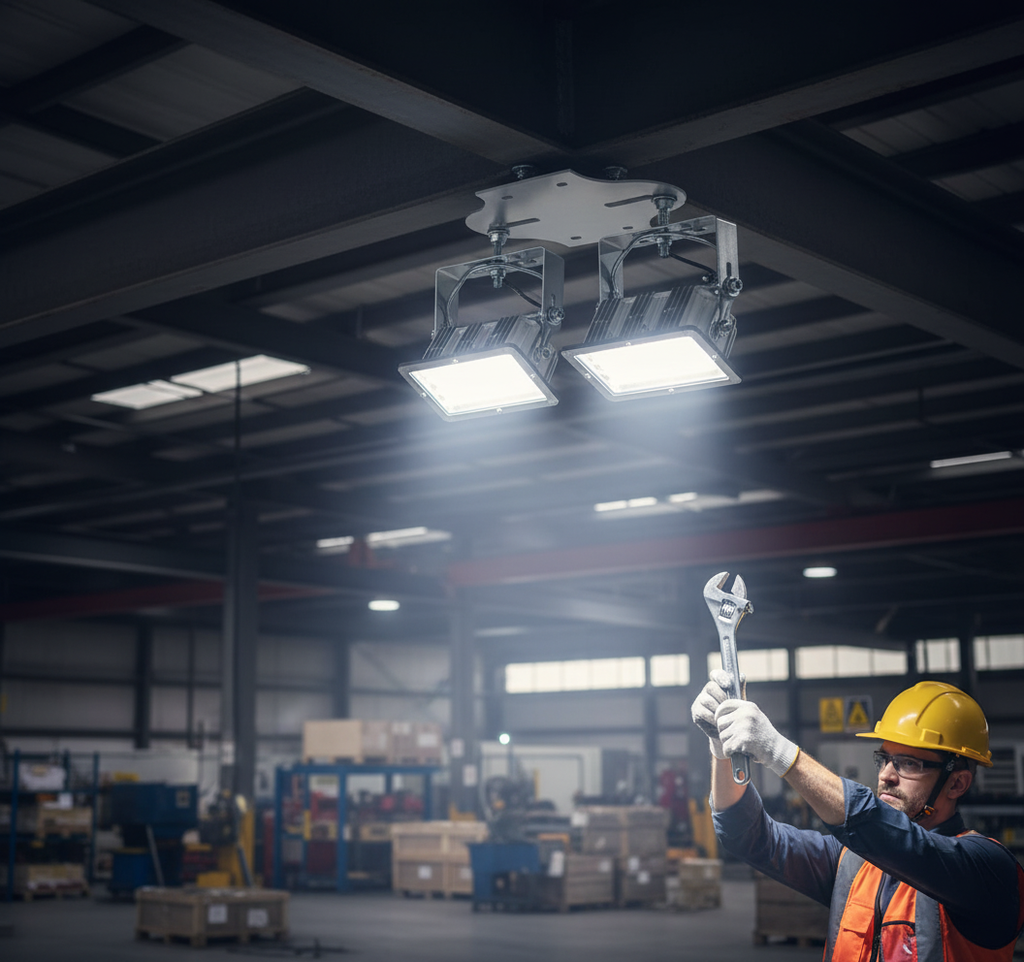 Professional Heavy Duty Floodlight Bracket for Secure Outdoor Mounting - Adjustable, Zinc-Plated, Supports up to 8kg