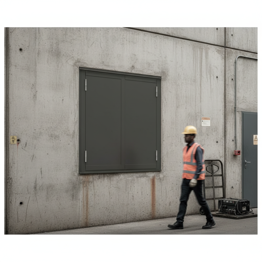 Heavy Duty Anti-Vandal Window Shutter 1060 x 1035mm with Galvanised Steel and High Density Insulation