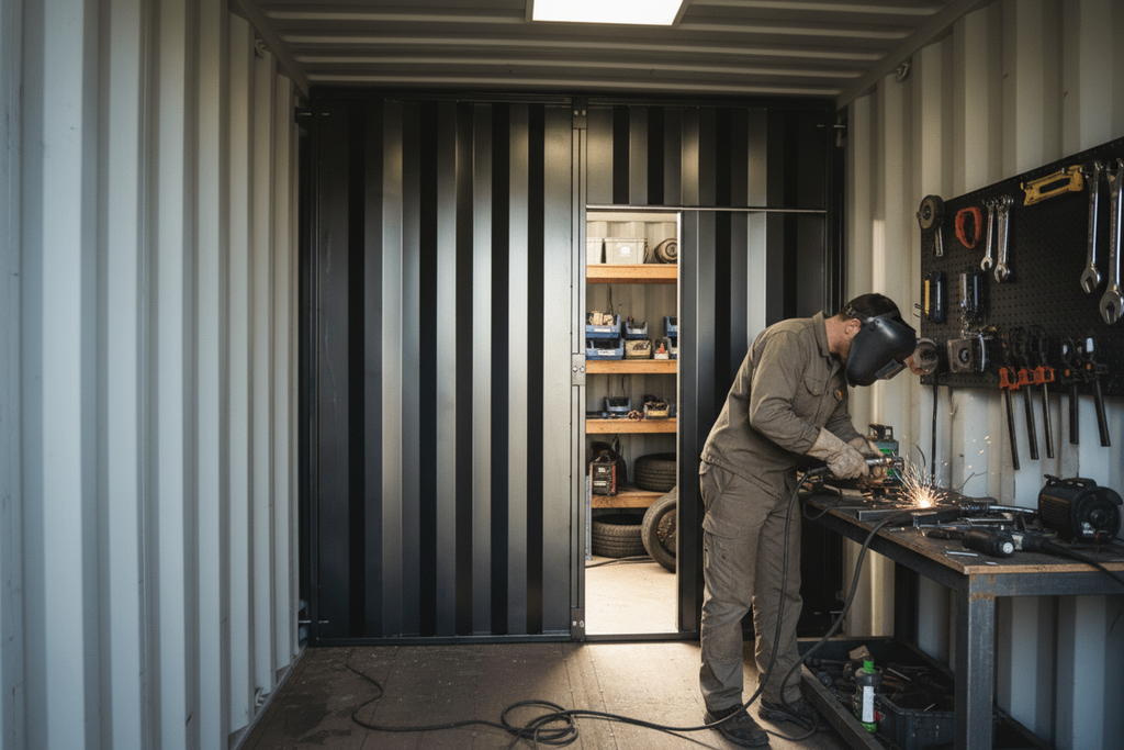 Premium Shipping Container Divider Wall with Powder-Coated Steel Frame for Flexible Internal Partitioning