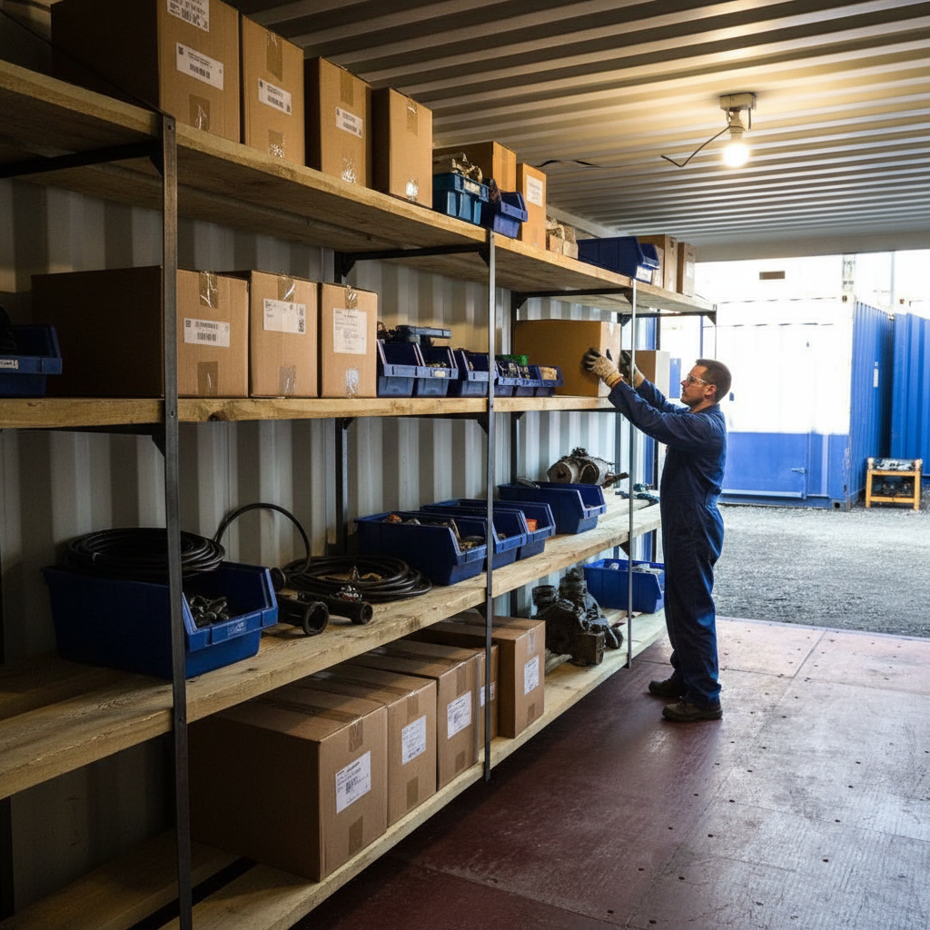 Heavy Duty 4 Tier Shelving Bracket for Shipping Containers - Easy Installation, 250kg Load Rating, Durable Steel Construction